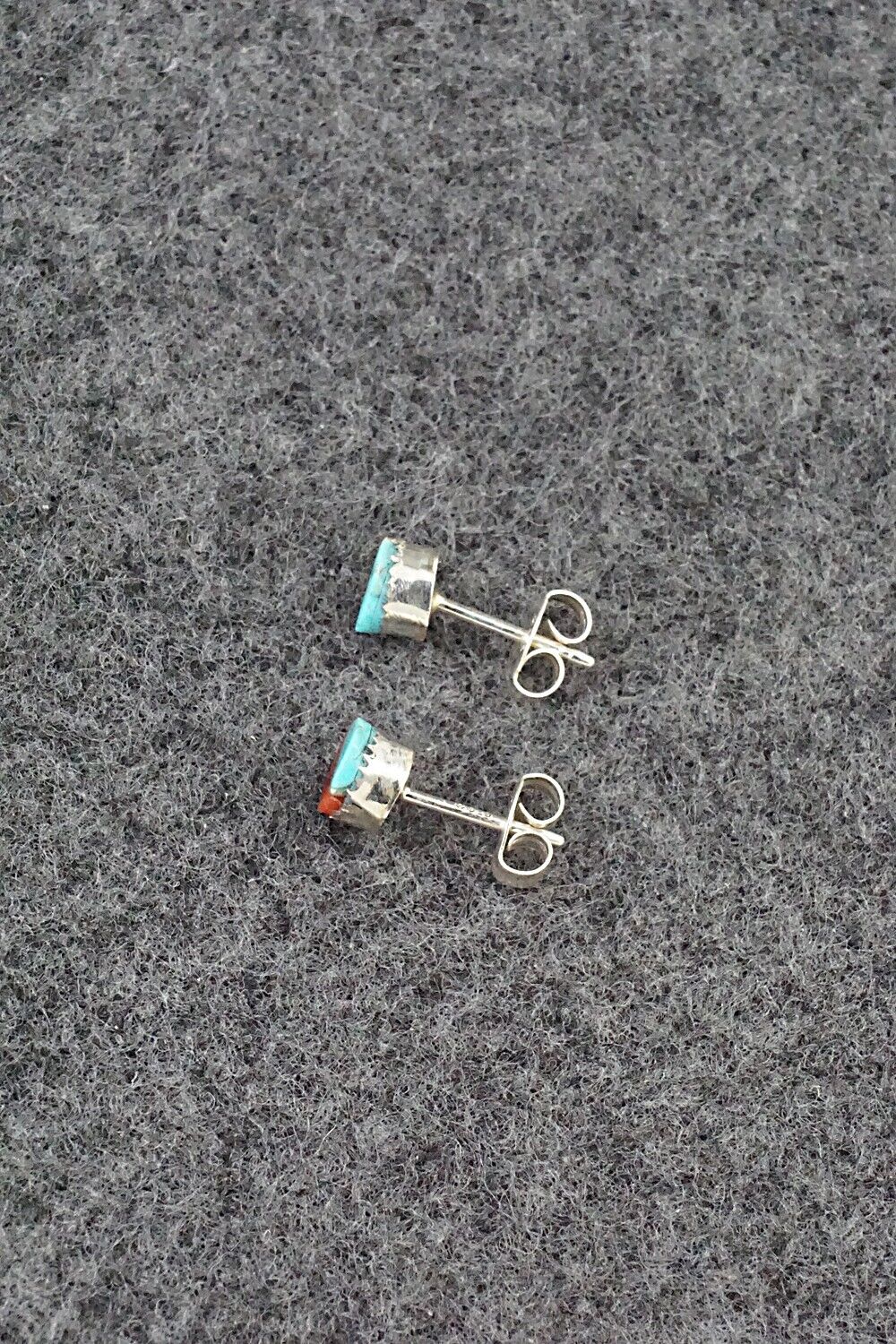 Turquoise, Coral & Sterling Silver Earrings - Rowena Laweka