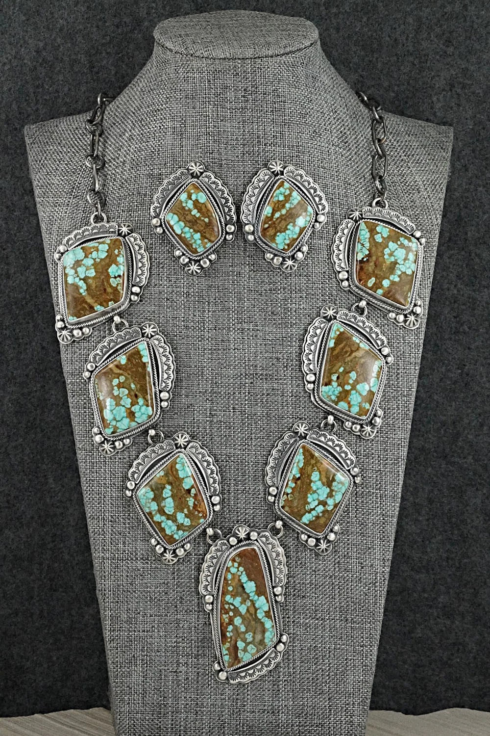 Turquoise & Sterling Silver Necklace and Earrings Set - Randy Boyd