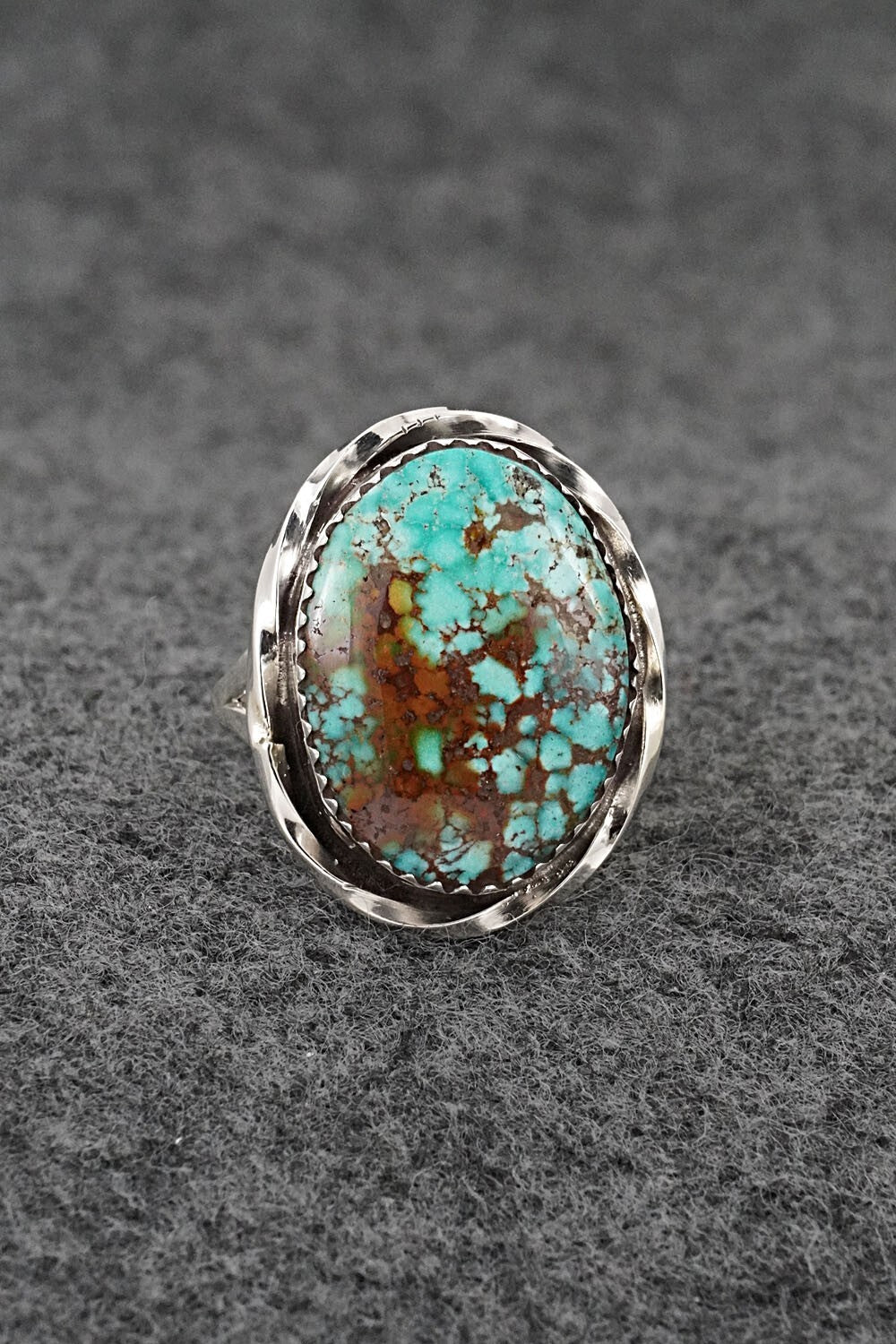 Turquoise & Sterling Silver Ring - Ernest Hawthorne - Size 7