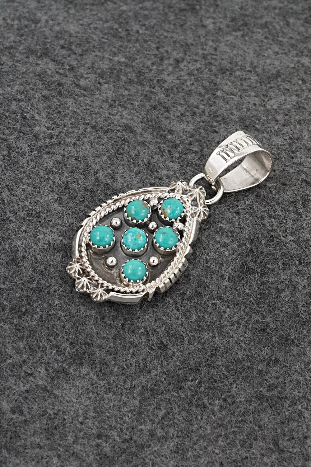 Turquoise & Sterling Silver Pendant - Kenny Lonjose