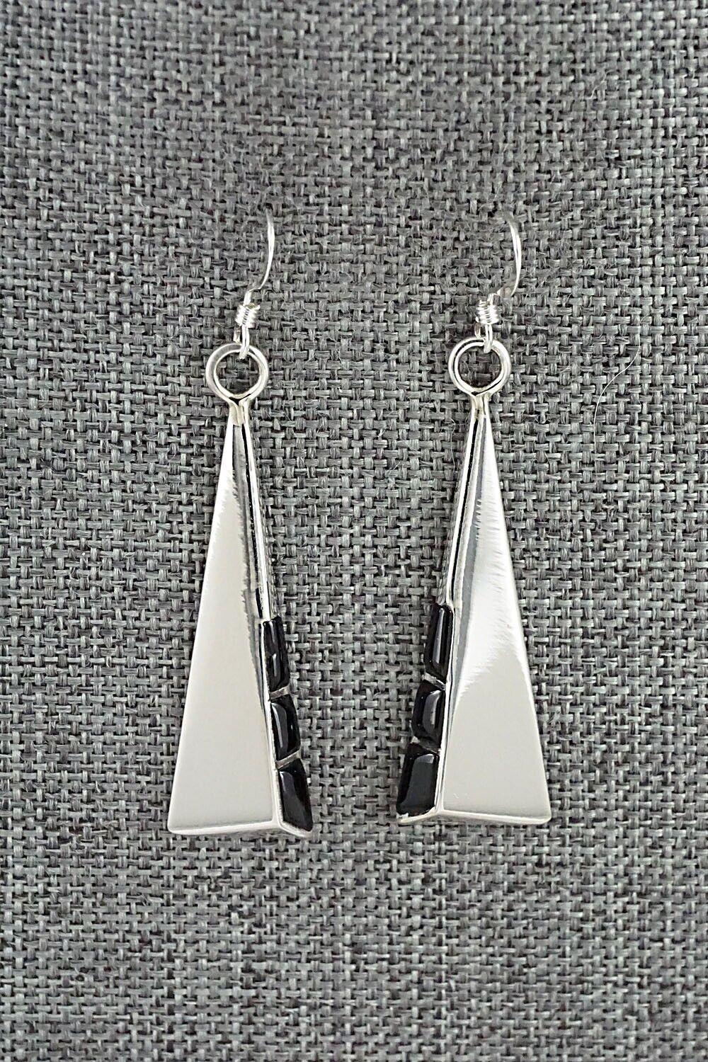 Onyx & Sterling Silver Earrings - Leonard Jim