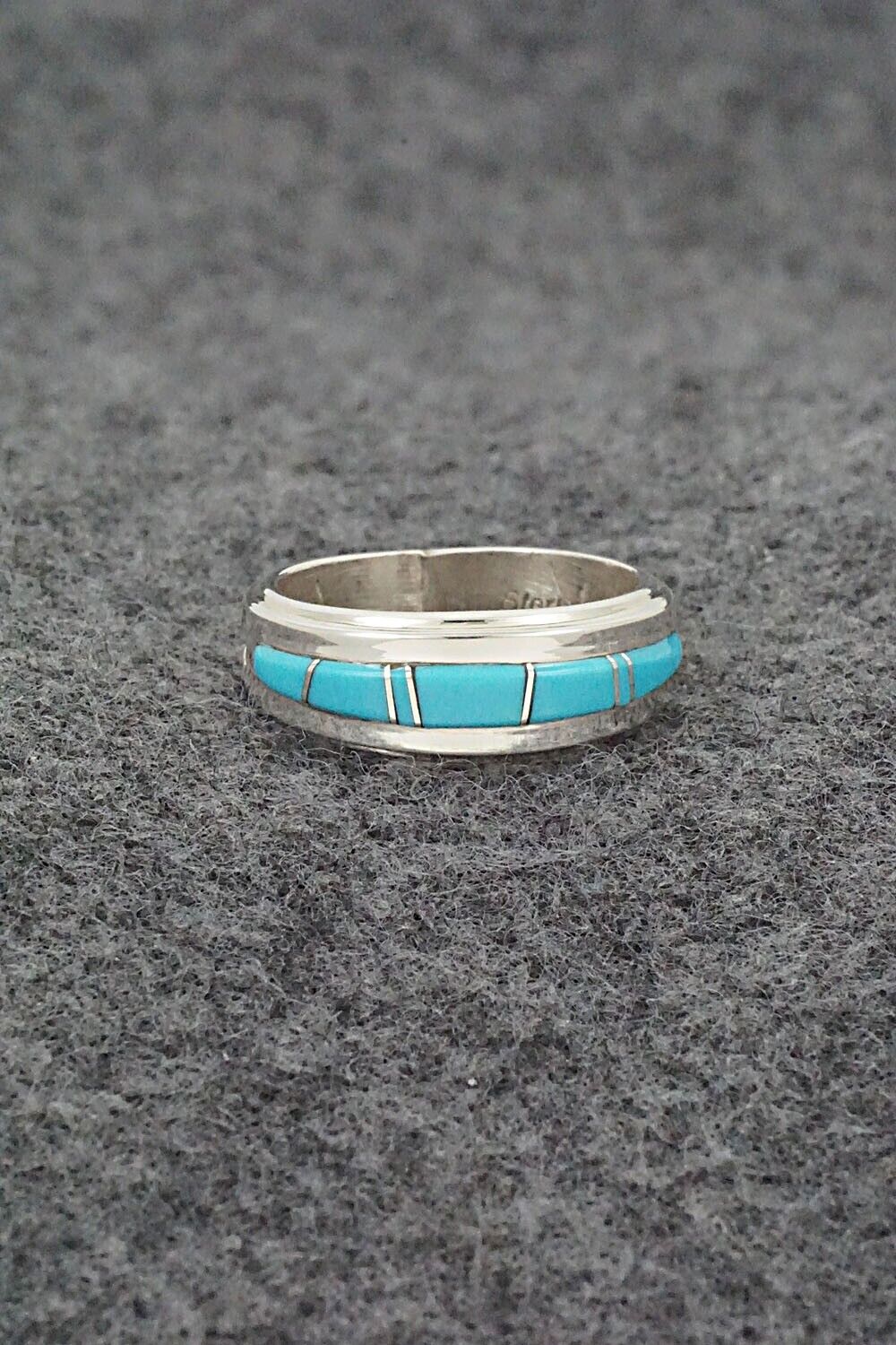 Turquoise & Sterling Silver Inlay Ring - Wilbert Muskett Jr. - Size 6