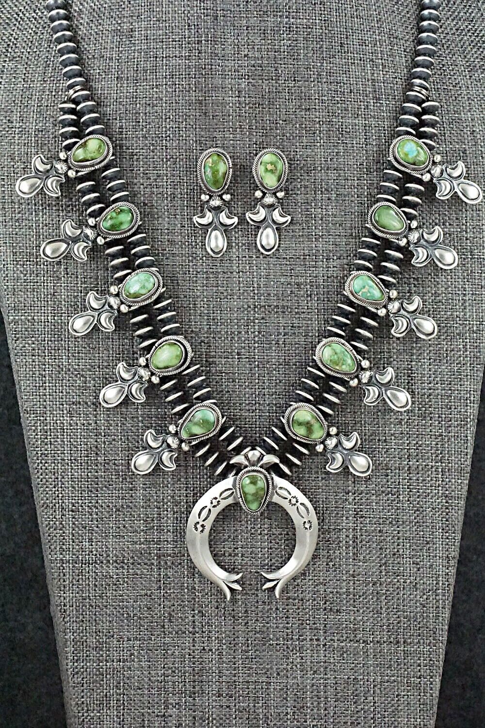 Turquoise & Sterling Silver Squash Blossom Set - Paige Gordon