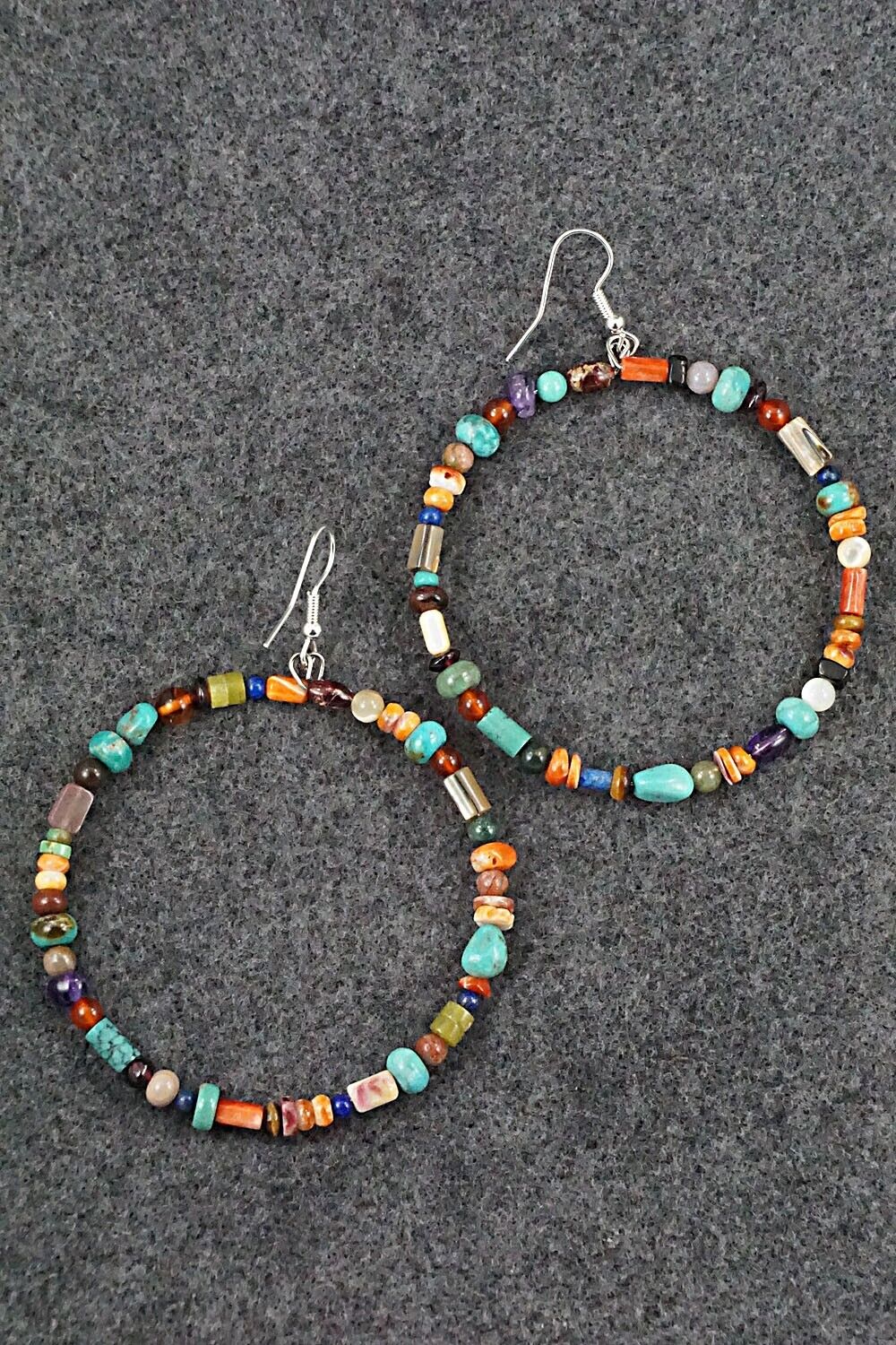 Multi-Stone & Sterling Silver Earrings - Helen Tsosie