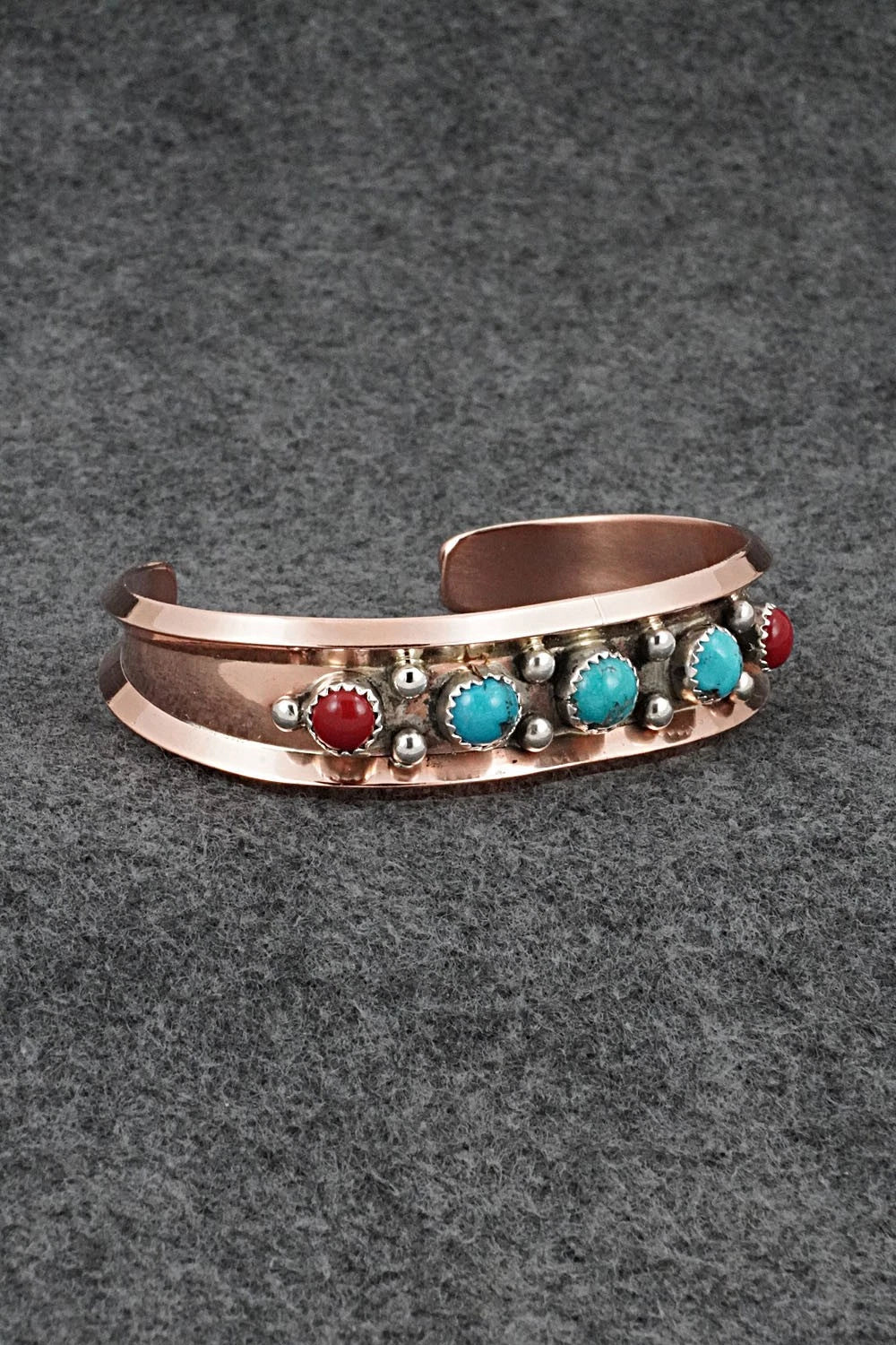 Turquoise, Coral & Copper Bracelet - Paul Largo