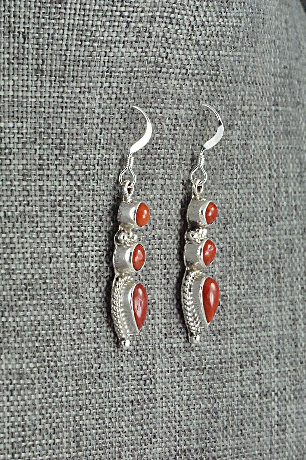 Coral & Sterling Silver Earrings - Verley Betone