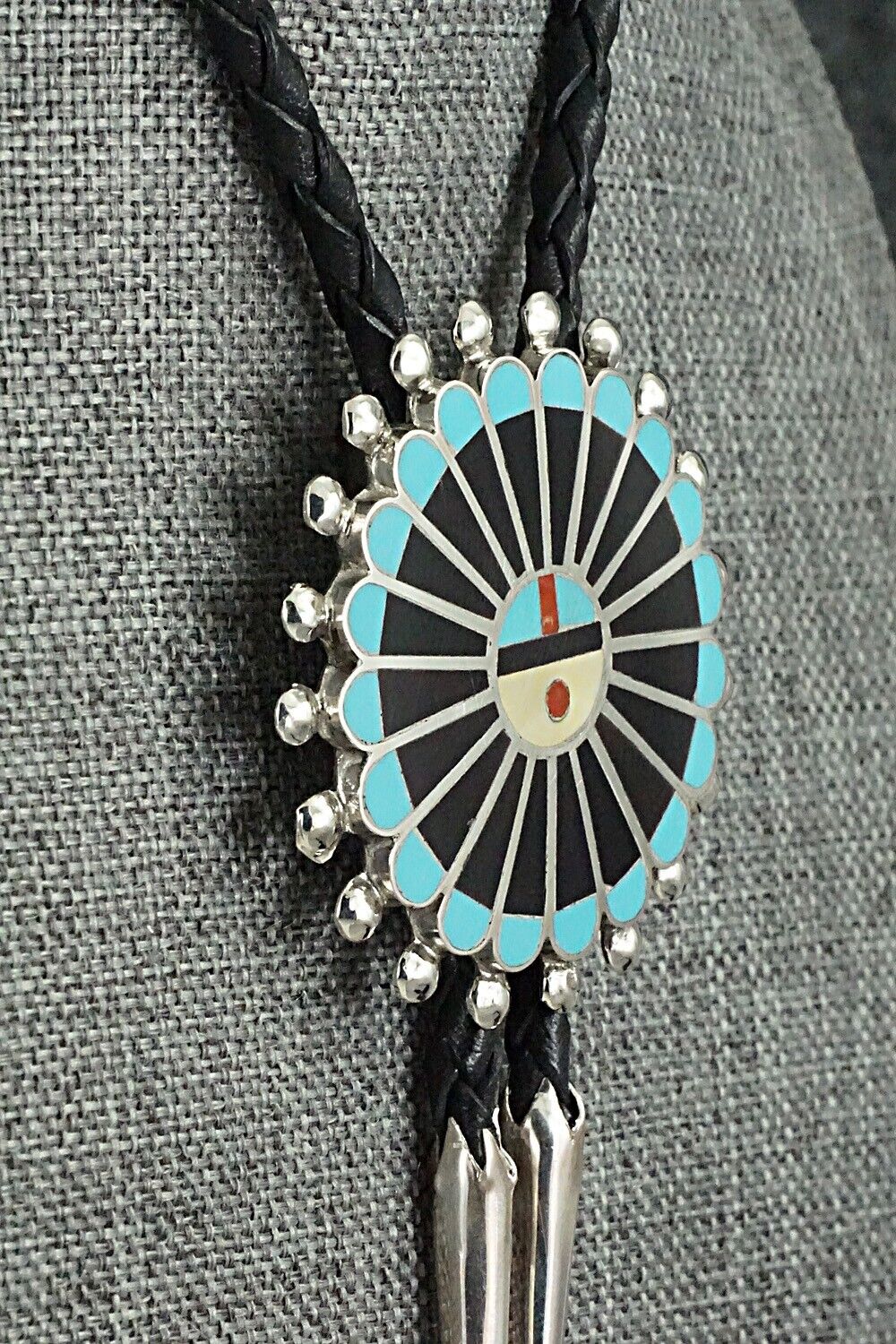 Multi-Stone & Sterling Silver Inlay Bolo Tie - Adrian Wallace