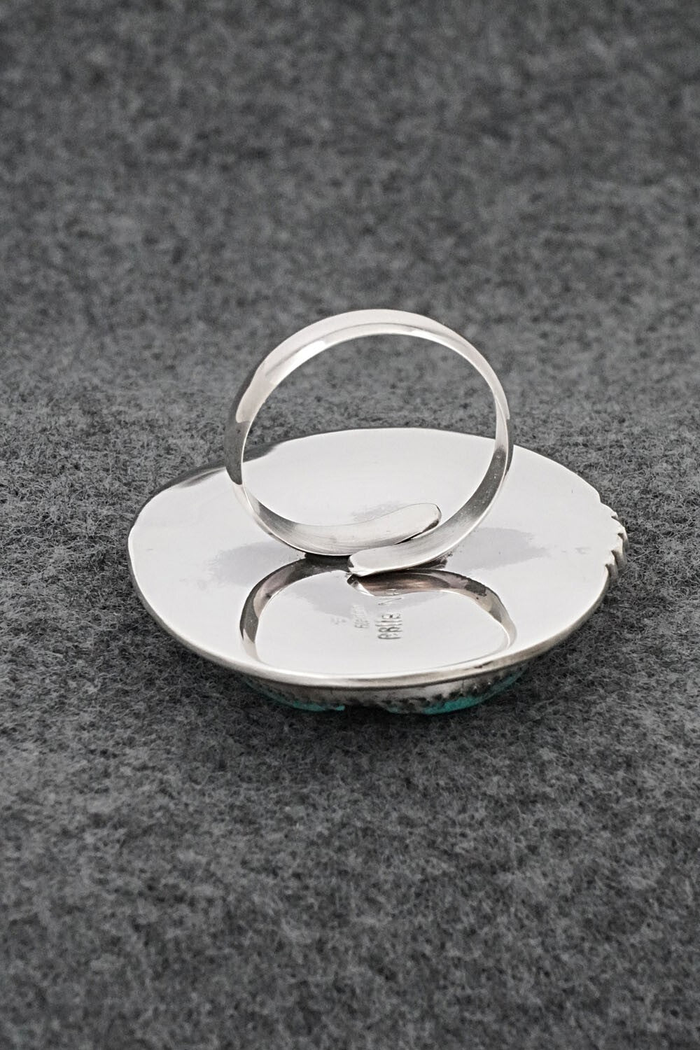 Turquoise & Sterling Silver Ring - Leslie Nez - Size 9 Adj.