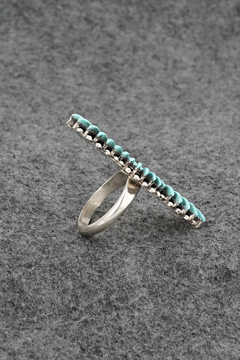 Turquoise & Sterling Silver Ring - Edmund Cooeyate - Size 7.5