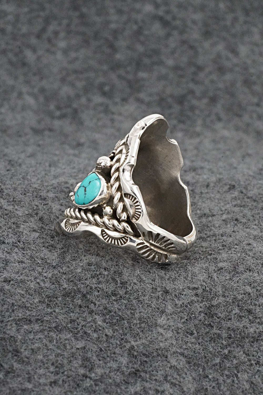Turquoise & Sterling Silver Ring - Melvin Jones - Size 9.5