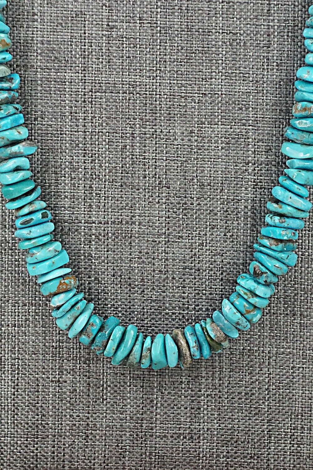 Turquoise & Sterling Silver Necklace 26" - Doreen Jake