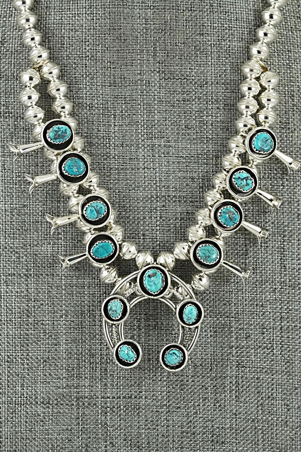 Turquoise & Sterling Silver Squash Blossom Set - Phil Garcia