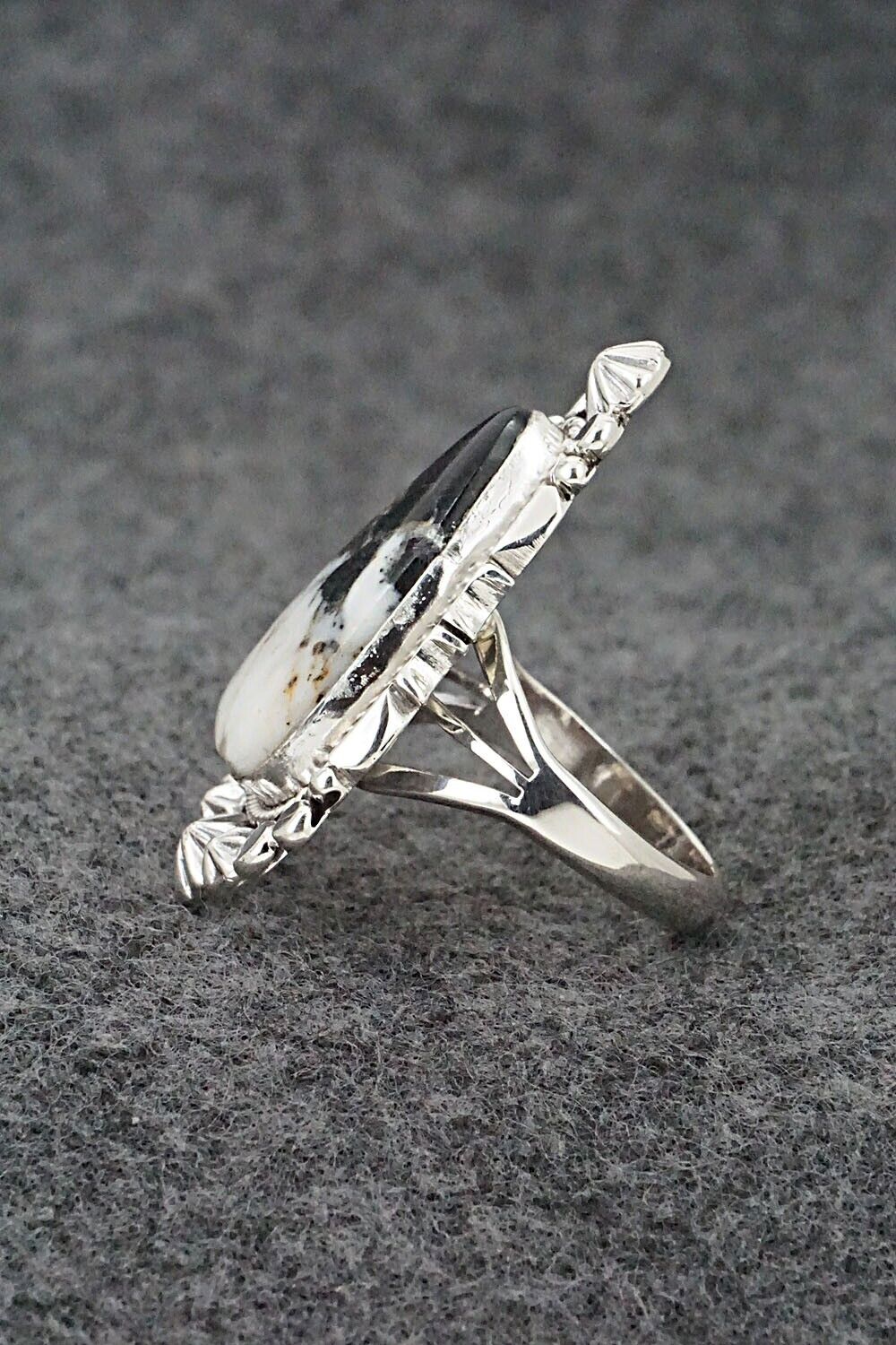 White Buffalo & Sterling Silver Ring - Daniel Benally - Size 8