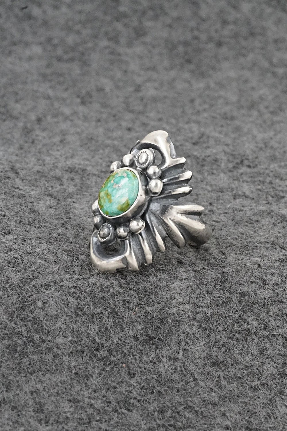 Turquoise & Sterling Silver Ring - Harrison Bitsue - Size 8.5