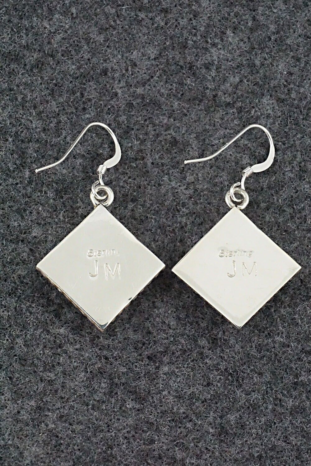 Spiny Oyster, Opalite & Sterling Silver Inlay Earrings - James Manygoats