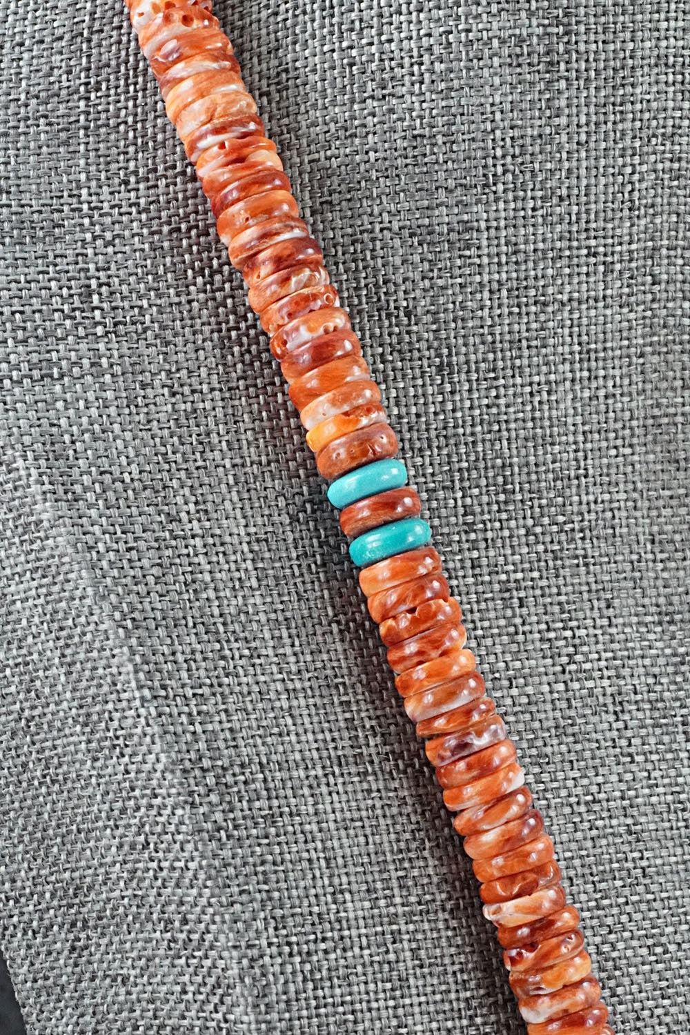 Turquoise, Spiny Oyster & Sterling Silver Necklace - Lupe Lovato