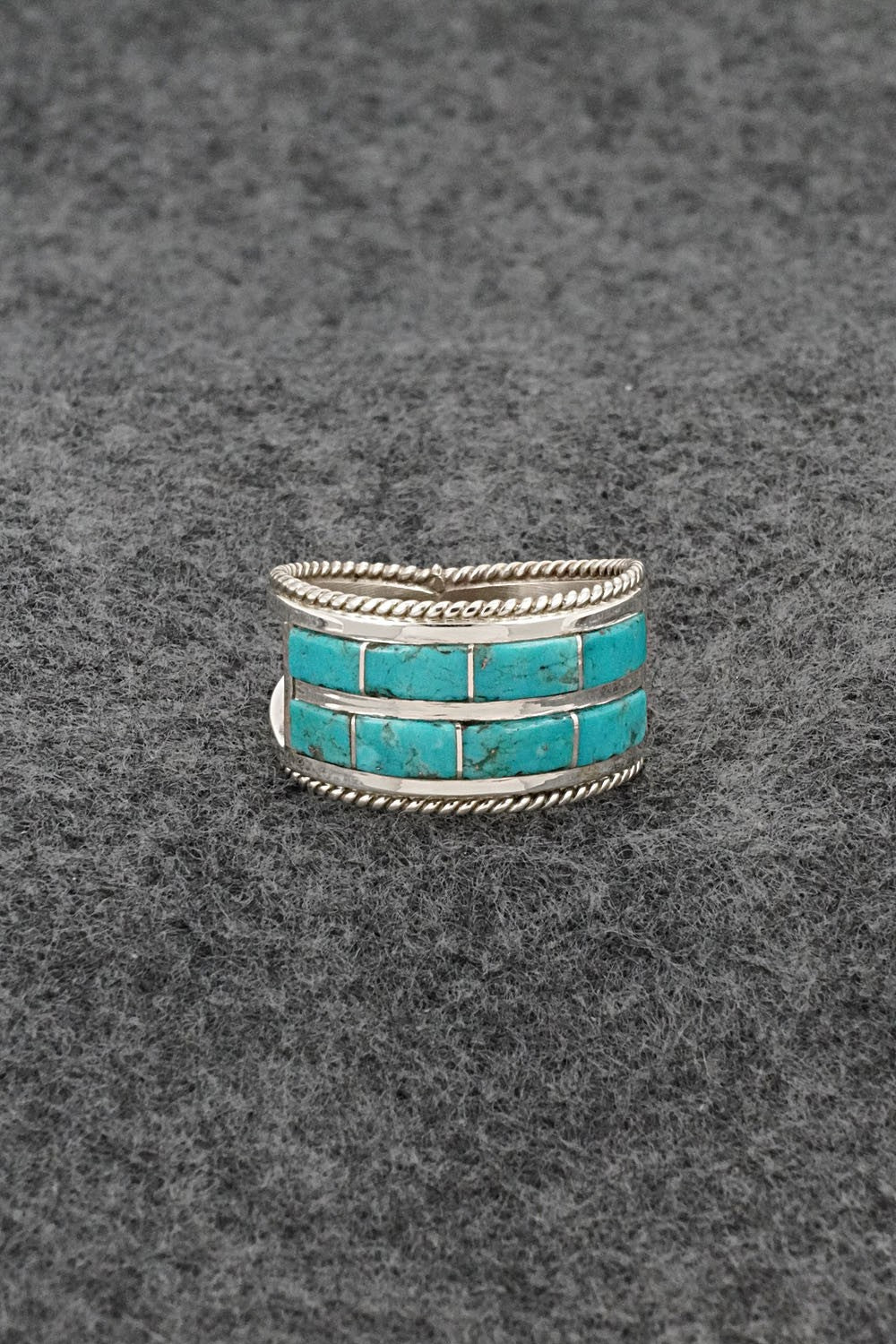 Turquoise & Sterling Silver Ring - Bruce Johnson - Size 9.5