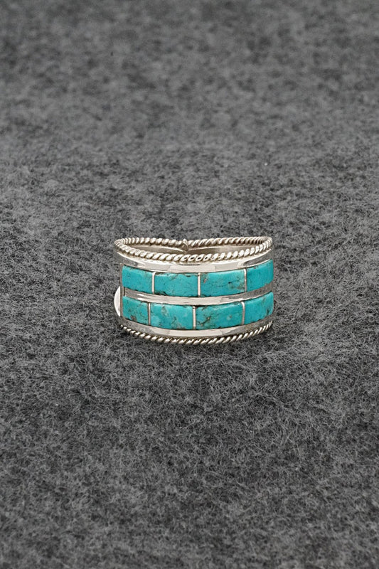 Turquoise & Sterling Silver Ring - Bruce Johnson - Size 9.5