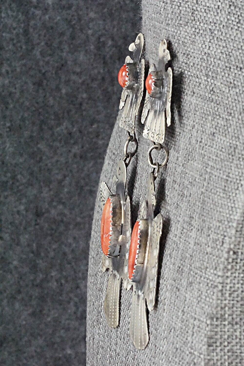 Spiny Oyster & Sterling Silver Earrings - Gabrielle Yazzie