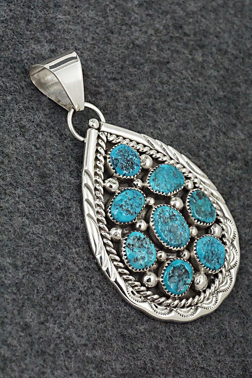 Turquoise & Sterling Silver Pendant - Chester Charley