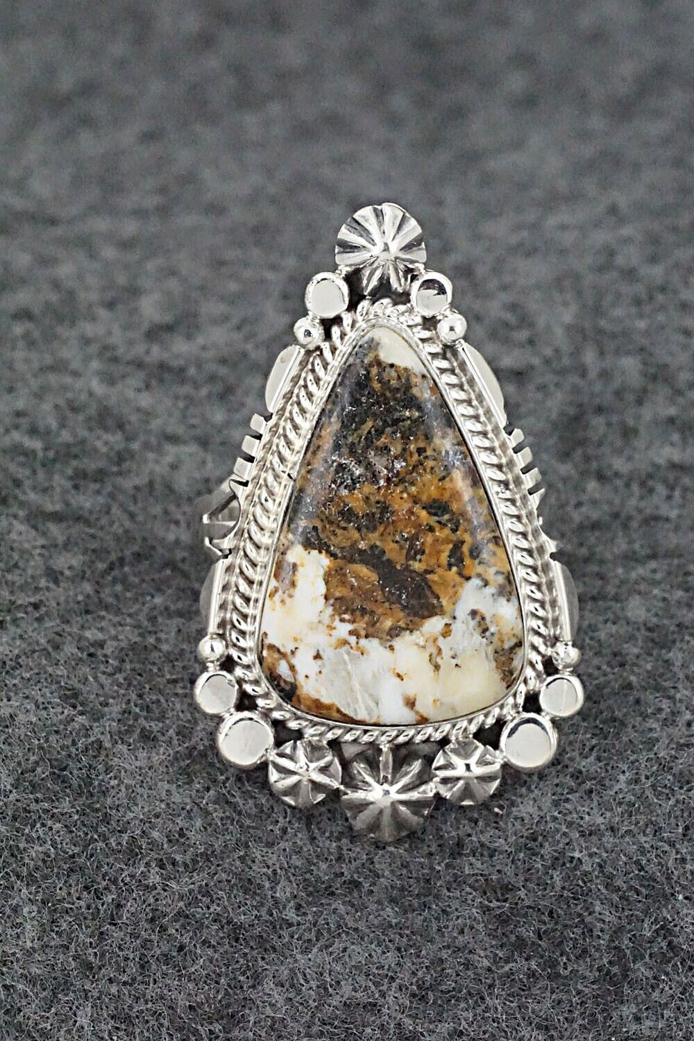 White Buffalo & Sterling Silver Ring - Daniel Benally - Size 8