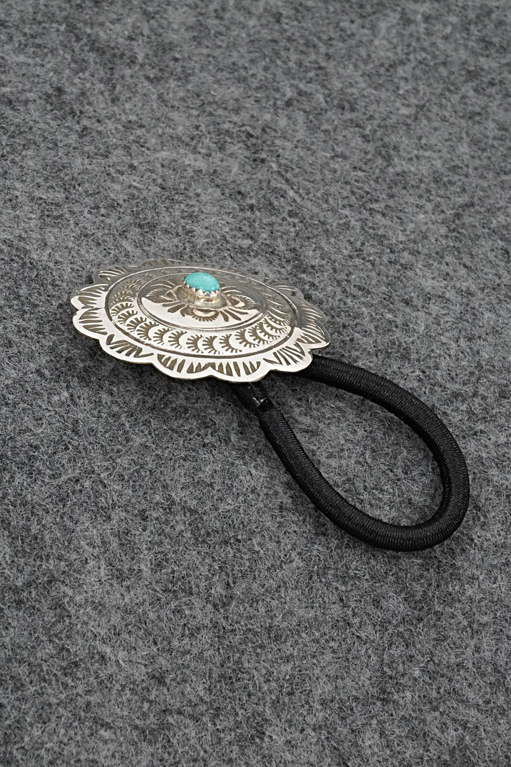 Turquoise & Sterling Silver Hair Tie - Bertha Begay