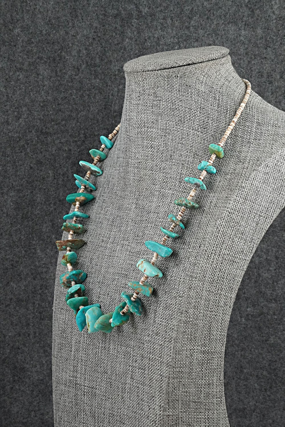Turquoise, Shell & Sterling Silver Necklace 19" - Helen Tsosie