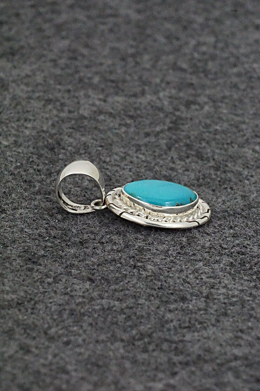 Turquoise & Sterling Silver Pendant - Johnny Frank