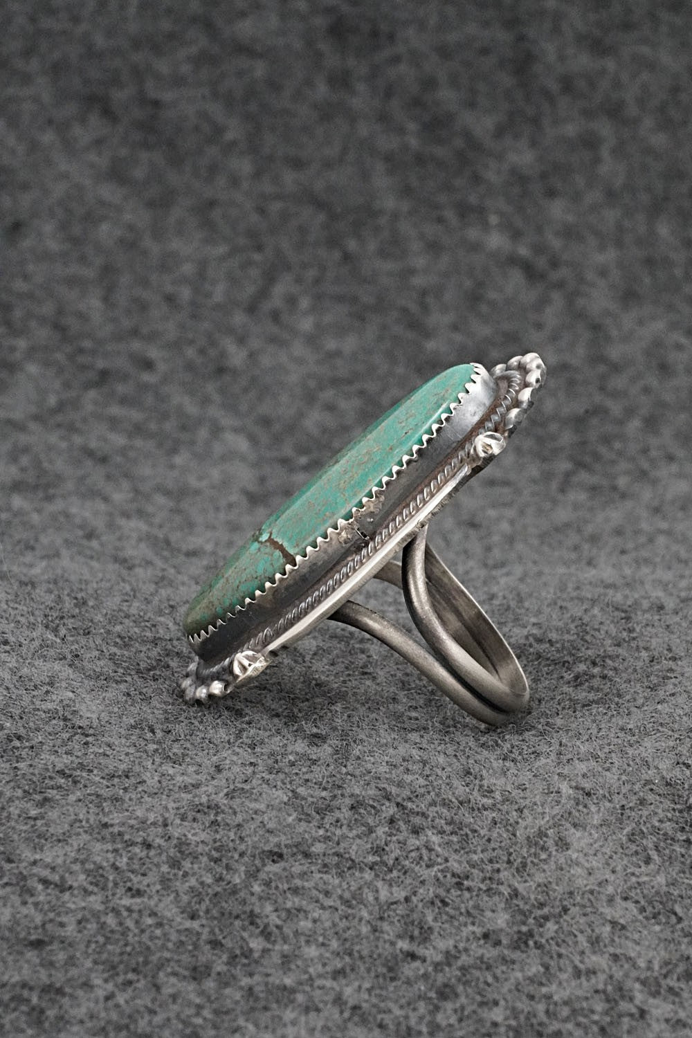 Turquoise & Sterling Silver Ring - Leslie Nez - Size 9.5