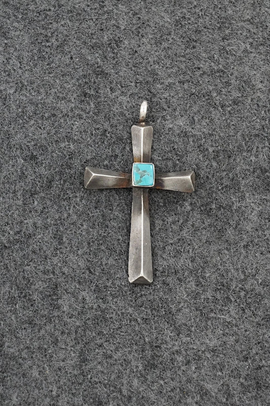 Turquoise & Sterling Silver Pendant - Raymond Bitsoi