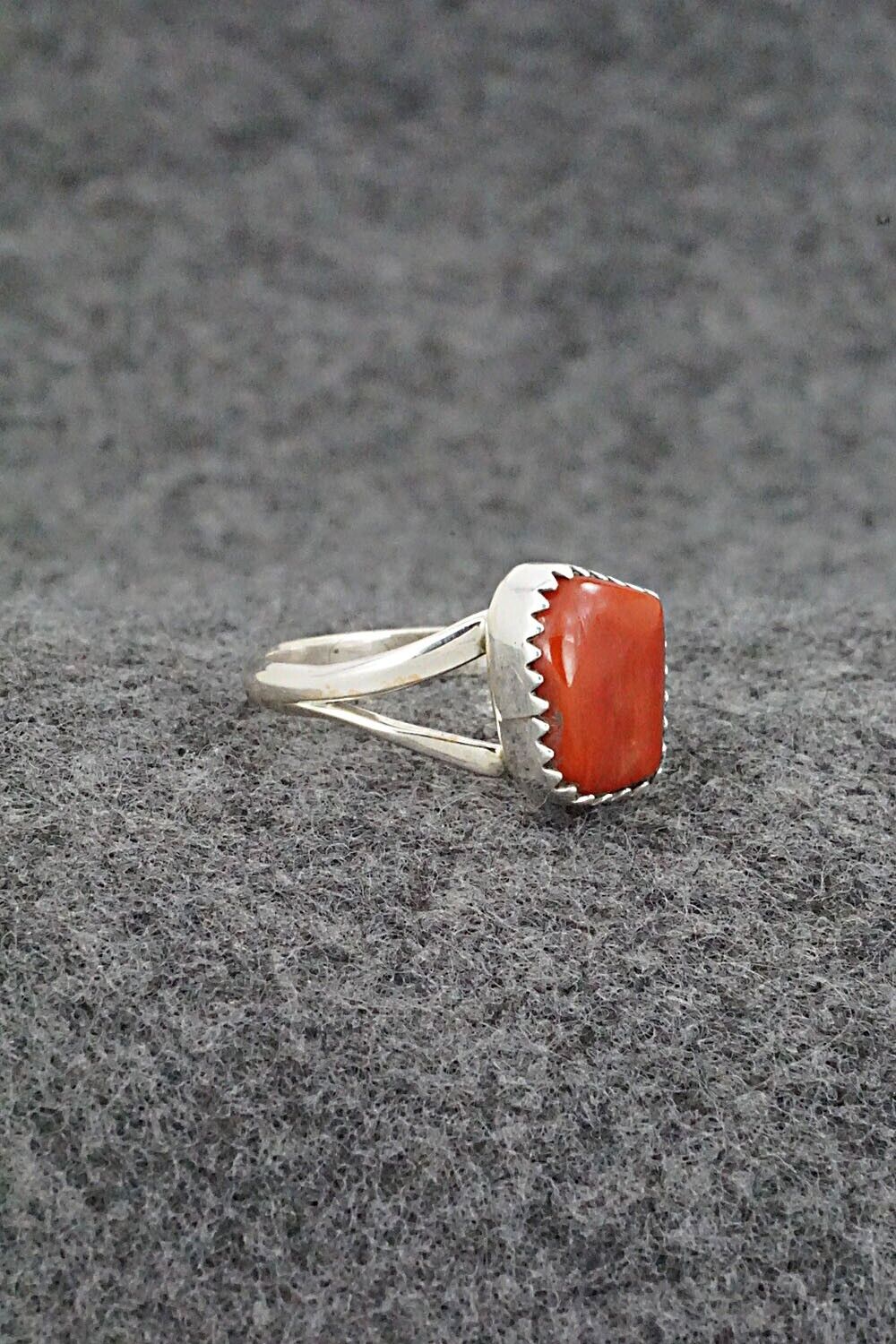 Coral & Sterling Silver Ring - Letricia Largo - Size 6