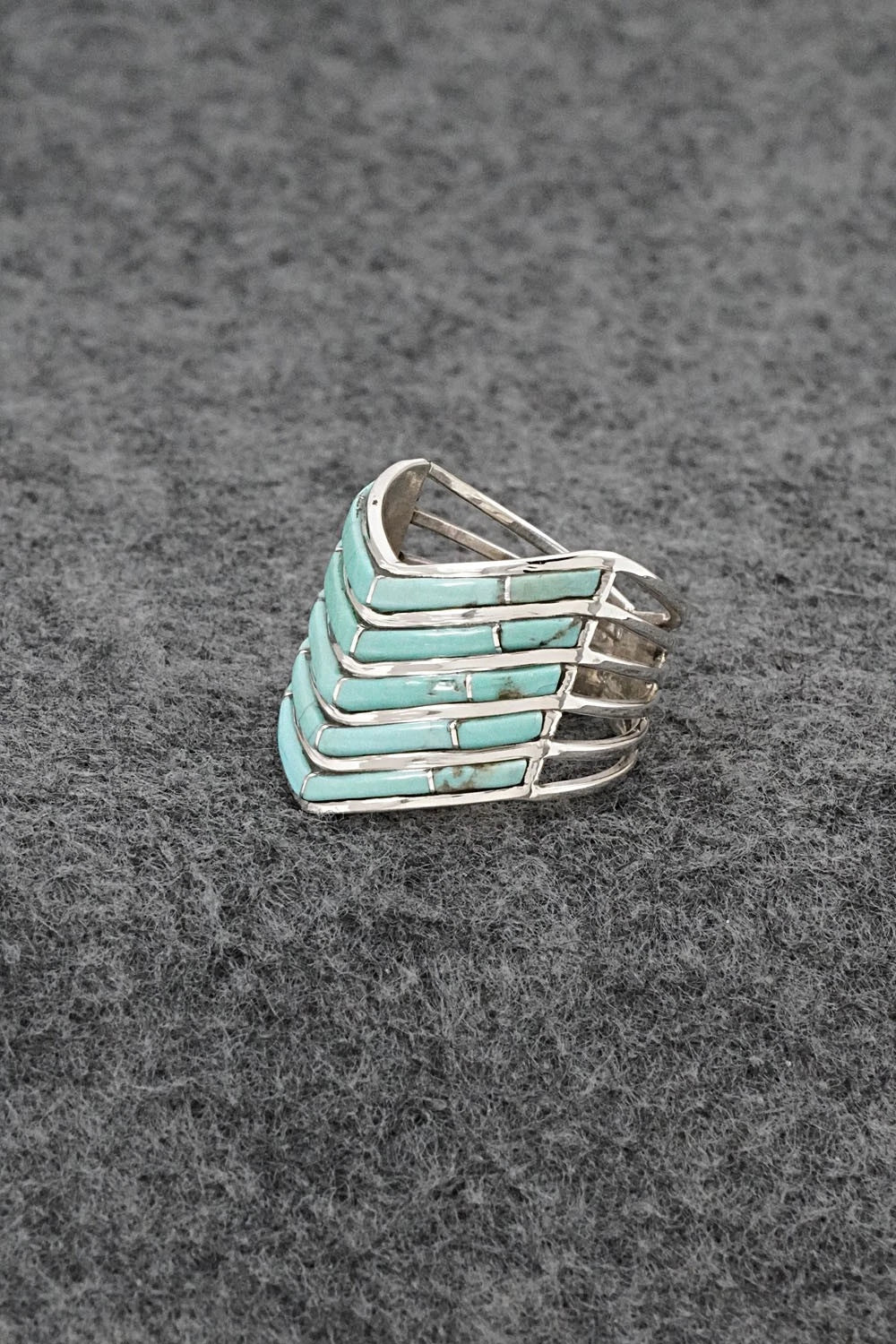 Turquoise & Sterling Silver Ring - Andrew Enrico - Size 8