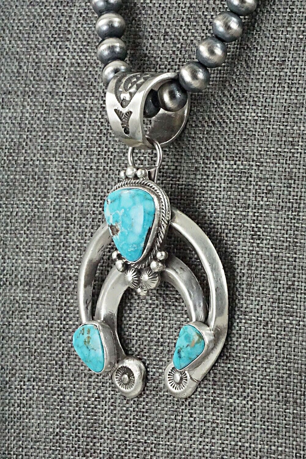 Turquoise & Sterling Silver Necklace - Tom Lewis