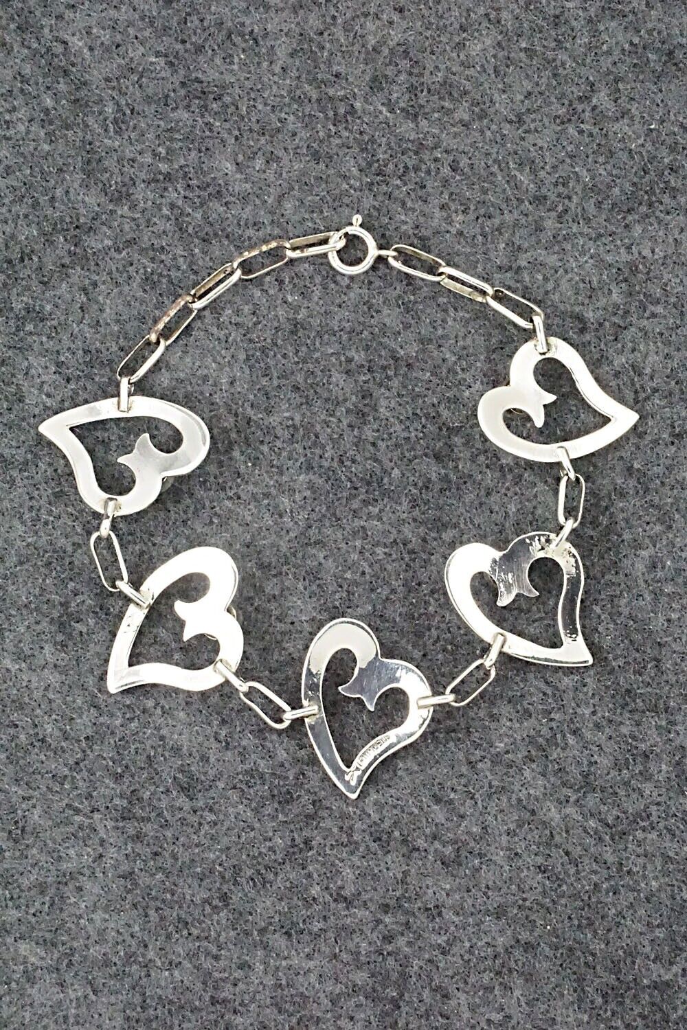 Coral and Sterling Silver Link Bracelet - Mildred Parkhurst