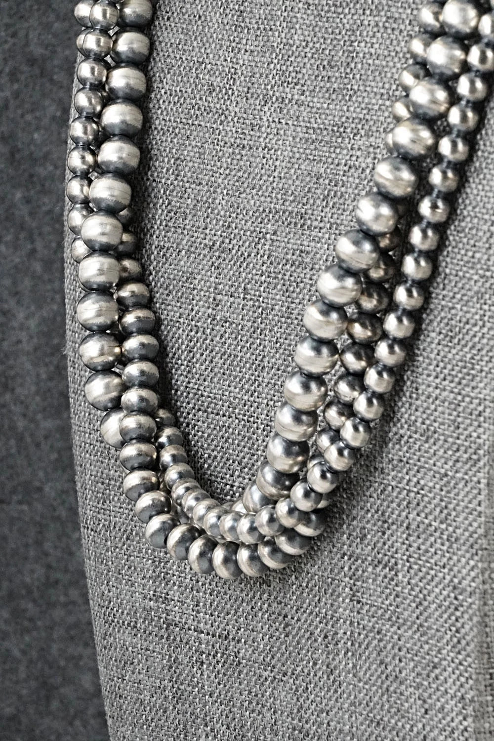 Sterling Silver Navajo Pearl Necklace 20" - Dorinda Mariano