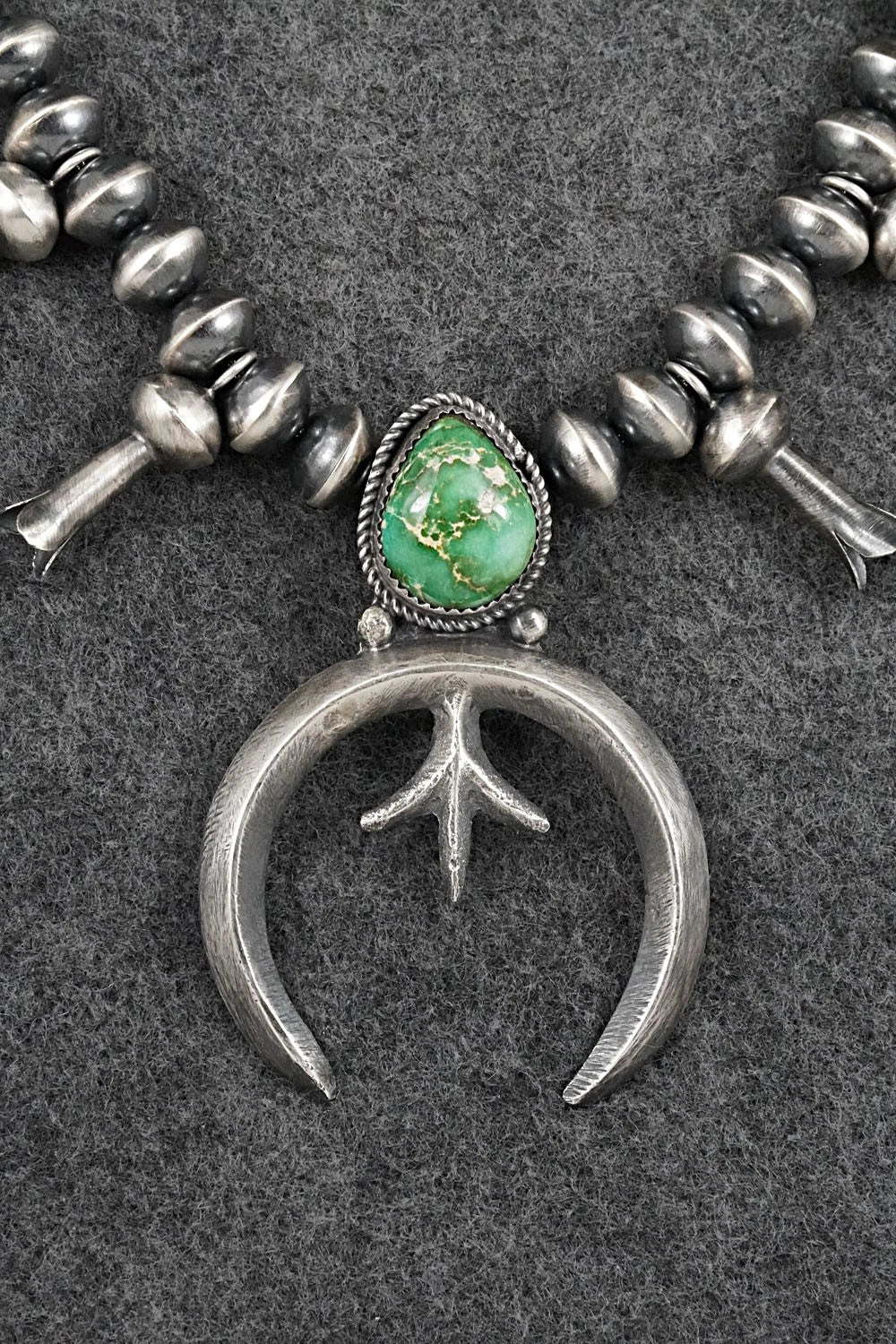 Turquoise & Sterling Silver Squash Blossom Necklace - Presley Haley
