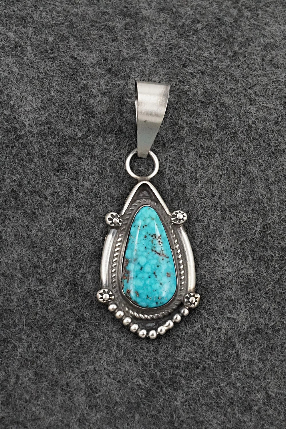 Turquoise & Sterling Silver Pendant - Leslie Nez