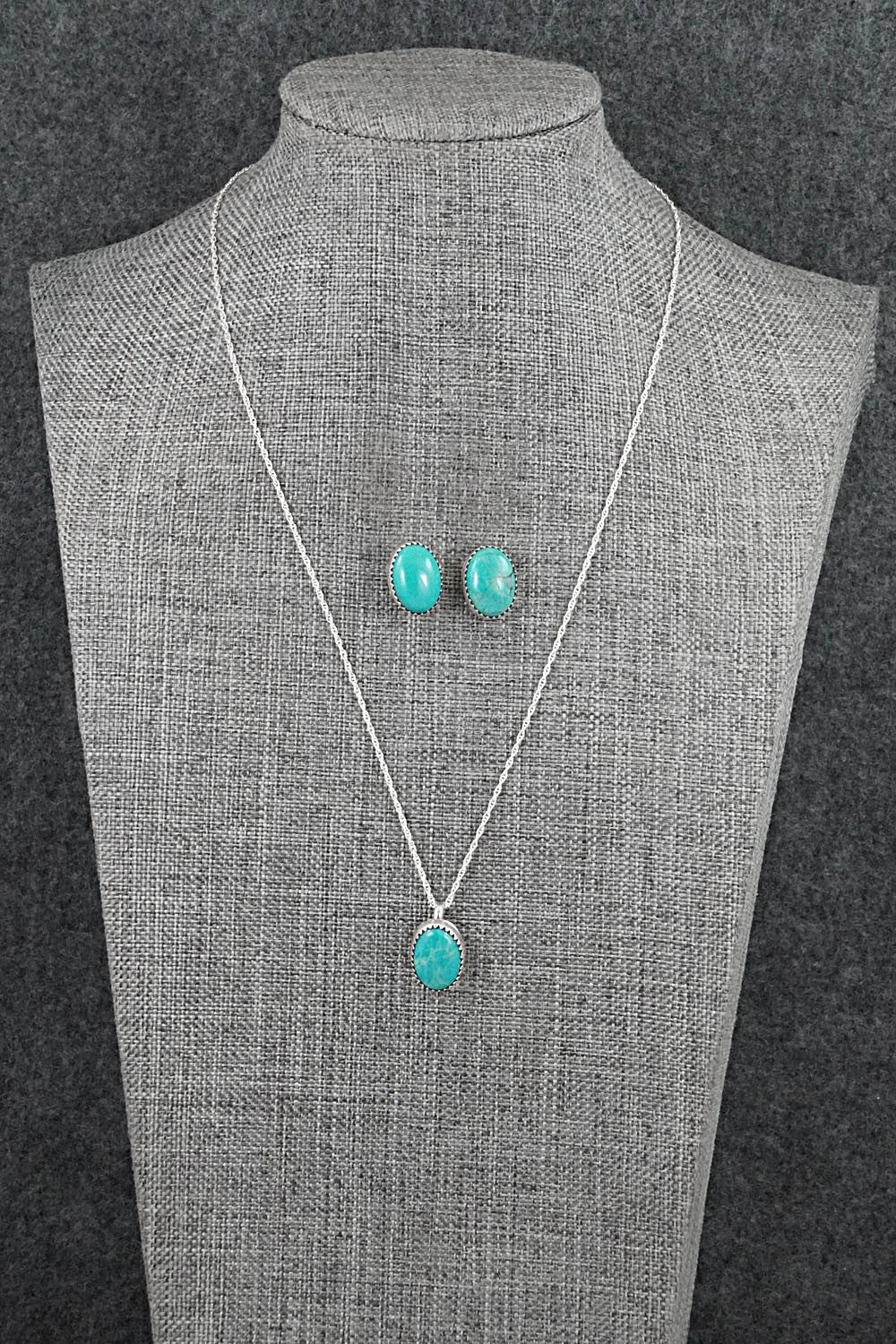 Turquoise & Sterling Silver Necklace Set - Murray Hannaweeka