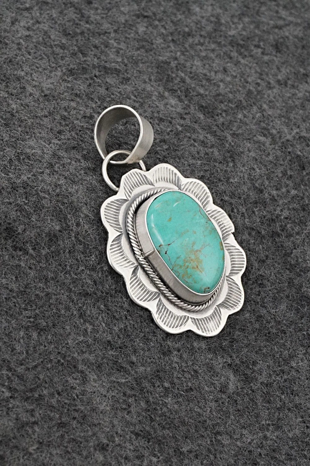 Turquoise & Sterling Silver Pendant - Cordell Platero