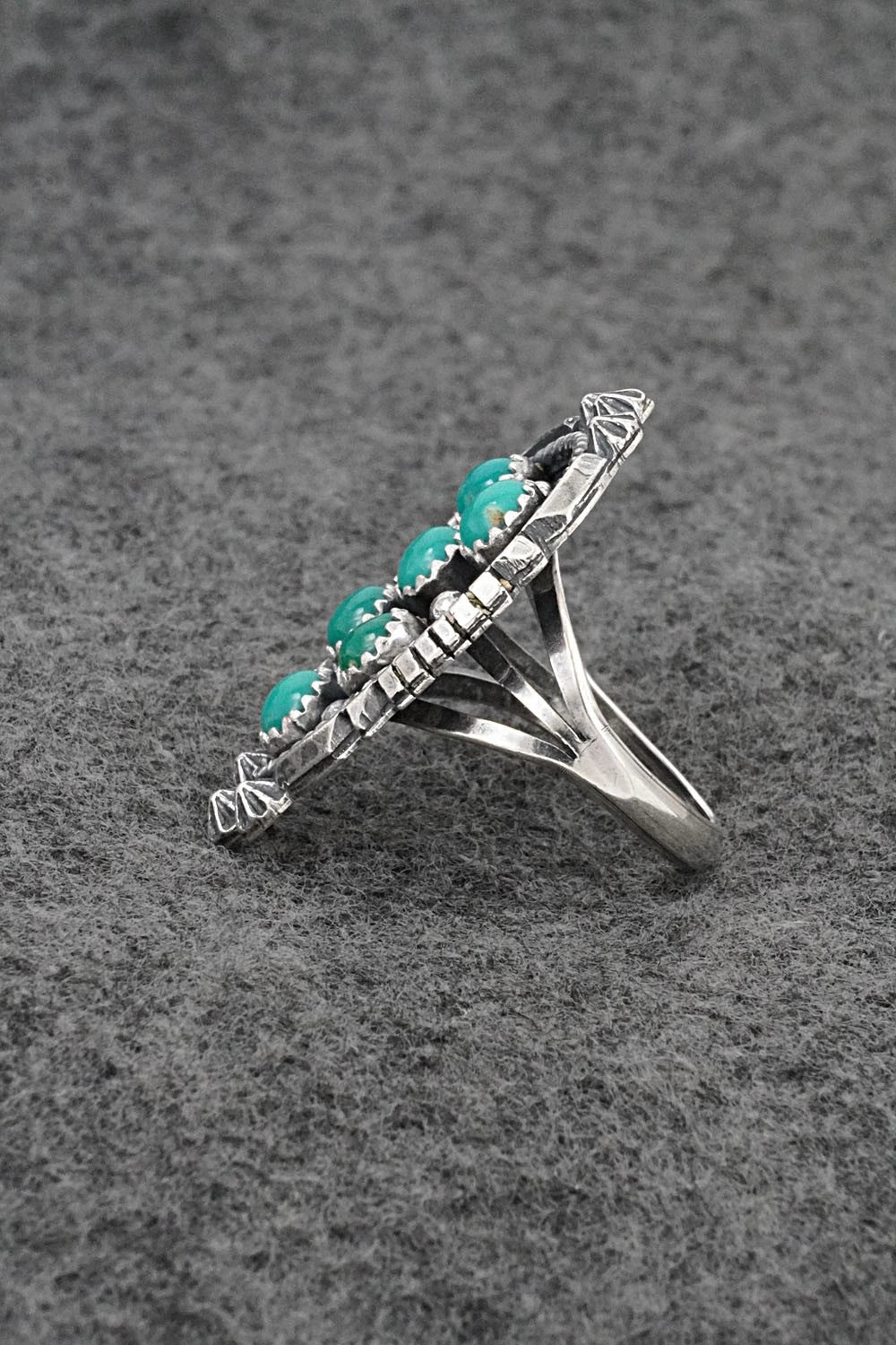 Turquoise & Sterling Silver Ring - Kenny Lonjose - Size 8.5
