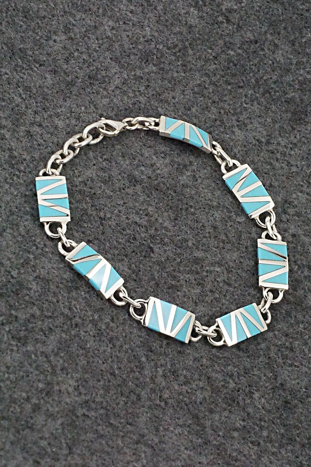 Turquoise & Sterling Silver Link Bracelet - Wilfred Siutza