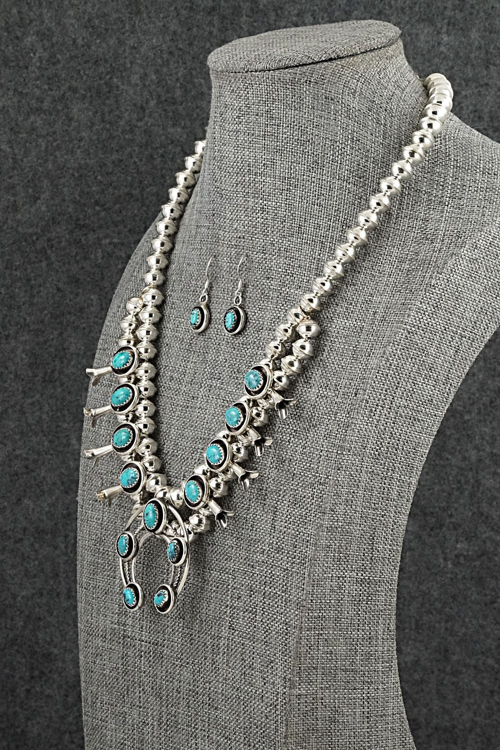 Turquoise & Sterling Silver Squash Blossom Set - Phil Garcia