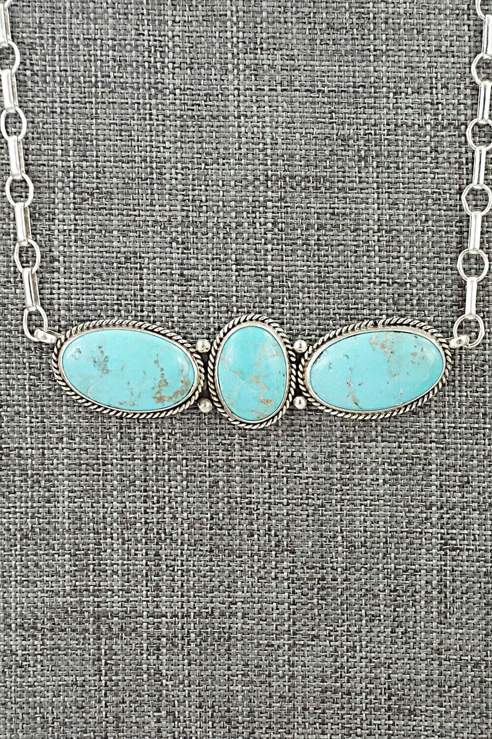 Turquoise & Sterling Silver Necklace and Earrings Set - Rena Begay