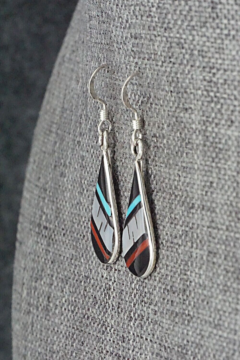 Multi Stone & Sterling Silver Inlay Earrings - Rhianna Kallestewa