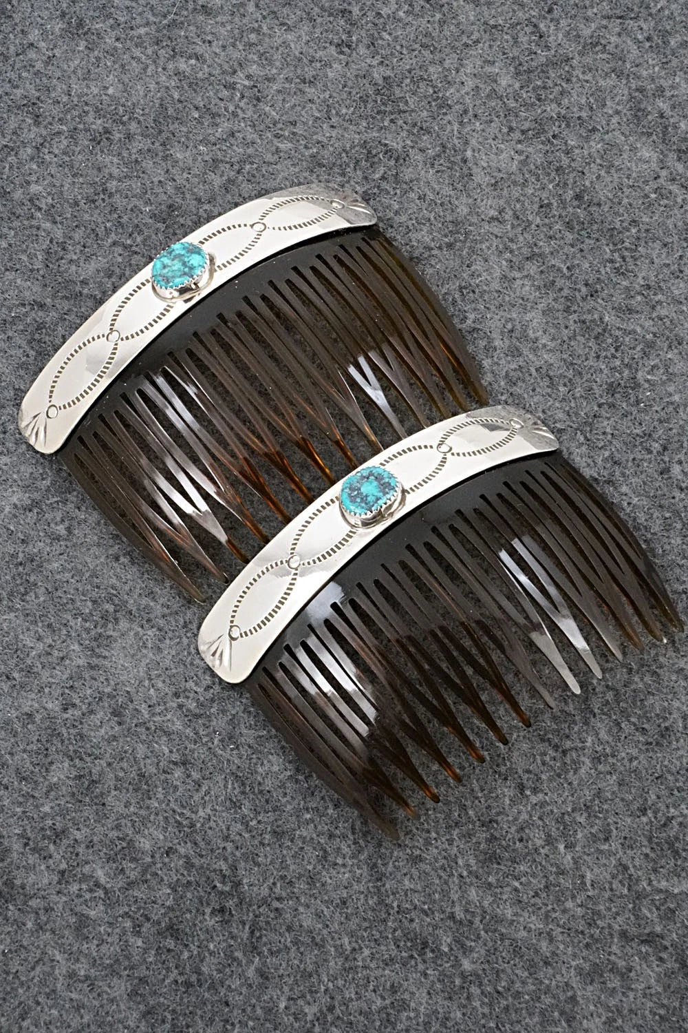 Turquoise & Sterling Silver Hair Combs - Joann Silver