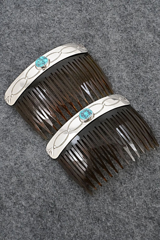 Turquoise & Sterling Silver Hair Combs - Joann Silver