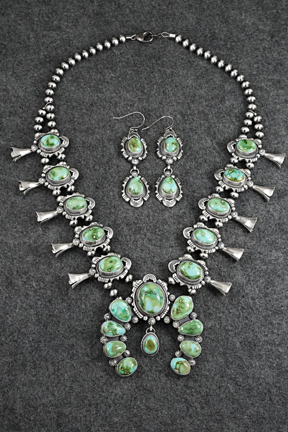 Turquoise & Sterling Silver Squash Blossom Set - Jackson Hoskie