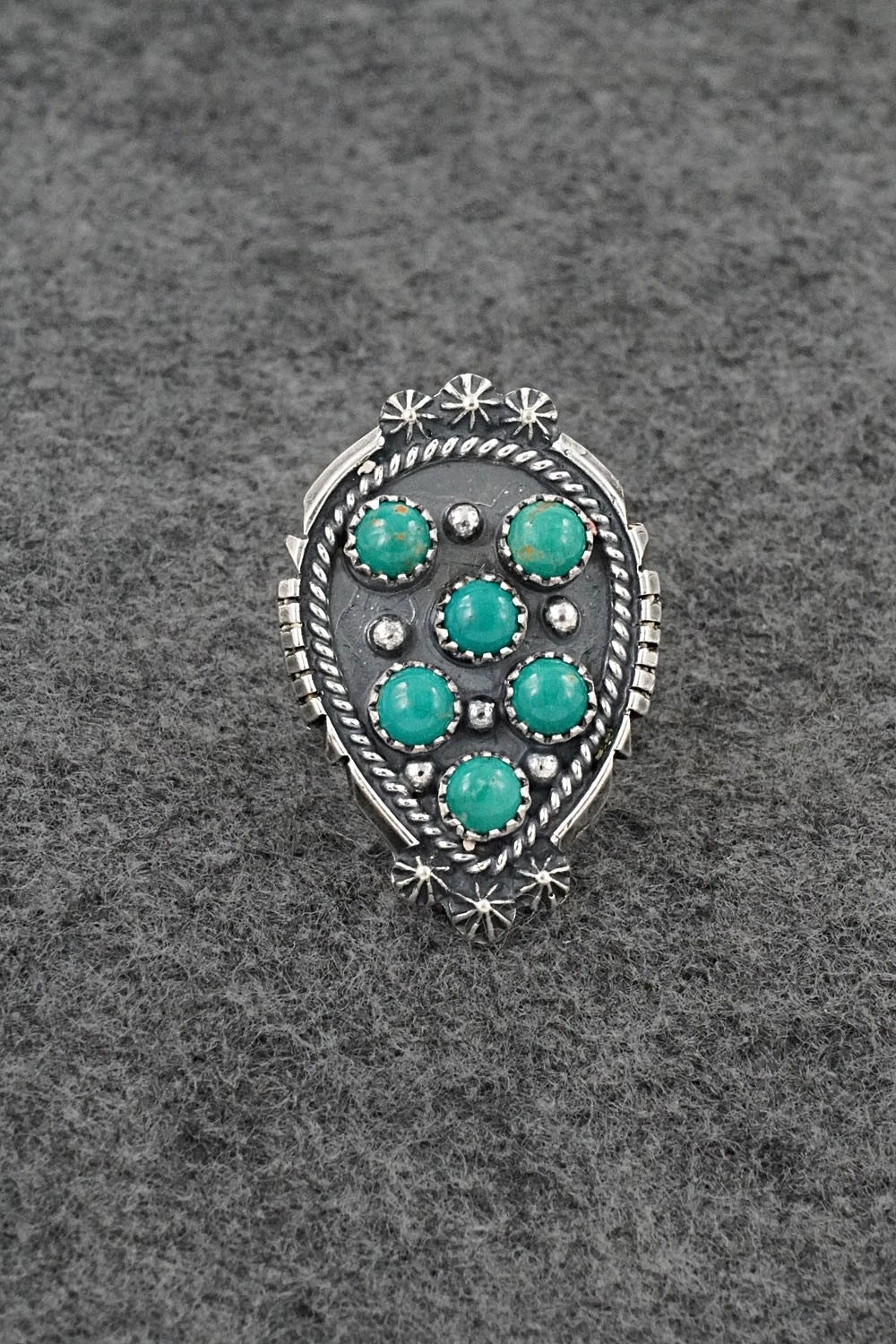 Turquoise & Sterling Silver Ring - Kenny Lonjose - Size 8.5