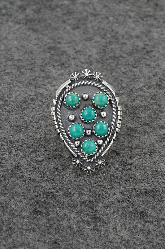 Turquoise & Sterling Silver Ring - Kenny Lonjose - Size 8.5