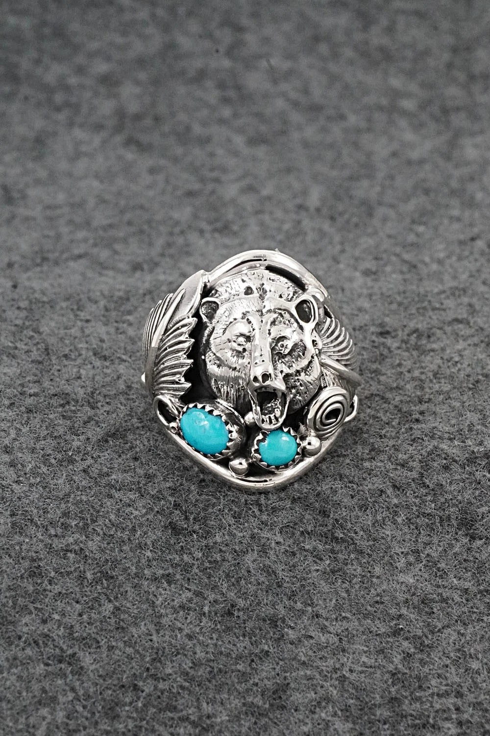 Turquoise & Sterling Silver Ring - Darrell Morgan - Size 10.75